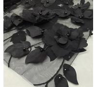 Embroidery Lace Tulle Fabrics, Beading 3D Embroidered Lace Fabric for Wedding Dress DIY Multicolor 1-5 Meters(Black,5Meters)