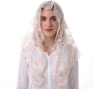 Embroidery Lace Veils Catholic Church Mantillas Chapel Scarf Lace Mass, Multicolor