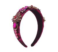 Embroidery Light Luxury Gemstone Set Headband Fashion Colourful Diamond Headband Vintage Palace Hair Accessories(Green)