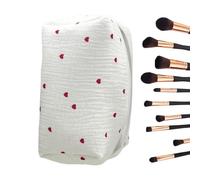 Embroidery Makeup Bag | Makeup Storage Organiser for Toiletries - Stylish Travel Storage Pouch for Women and Girls, Red love, see description, See description