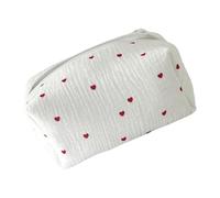 Embroidery Makeup Bags for Women - Makeup Storage Organiser for Toiletries, Portable Storage Thanks to its Space Division, Toiletry Organiser and Jewellery Storage Bag for Travel, Red love, see