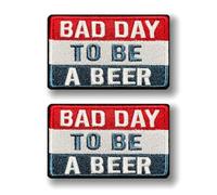 Embroidery Military Morale Patch, Pack of 2 'Bad Day To Be A Beer' Double-Sided Self-Adhesive Hook Loop Patches for Clothing Hats Uniform Backpacks Jeans Bags Biker Badge Baseball Cap