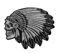 Embroidery Native American Indian Skull Patches for Clothing Iron on Clothes Jeans Motorcycle Biker Punk Appliques Badge Stripe Sticker DIY (NO.1)
