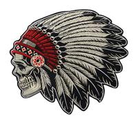 Embroidery Native American Indian Skull Patches for Clothing Iron on Clothes Jeans Motorcycle Biker Punk Appliques Badge Stripe Sticker DIY (NO.2)