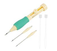 Embroidery Needle Punch Kit Tool, with 3 Sizes Needle Pen for DIY Craft (Yellow and Green)