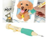 Embroidery Needle Punch,with 3 Sizes Needle Pen Kit Tool, Needle Handle is Comfortable,You Like to Decorate Your Clothes, Pillows, Quilt Cover, Bed Sheet,Bag (Yellow+Green)