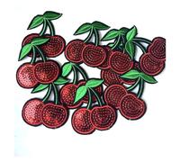 Embroidery Patch, 10pcs Multicolor Cherry Sequin Embroidered Patches Beaded Applique Iron On for Clothing(10pcs Red Cherry)