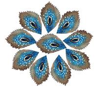 Embroidery Patch 10PCS Sky Blue Peacock Feathers Phoenix Sequined Mesh Embroidered Sew Iron On Patches Badges For Dress DIY Appliques Decoration Patch Iron On Patch