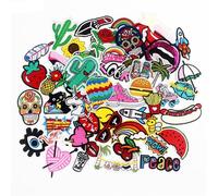 Embroidery Patch 50pcs Mixed Cloth Patches Cute Embroidery Iron On Badges Kids Girls DIY Applique for Jackets Bags Stickers Patchwork
