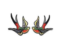 Embroidery Patch, Embroidery Patch Multicolor Birds Iron-On Appliques 2 Pairs(Color-8)