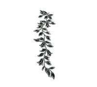 Embroidery Patch, Long Leaf Floral Embroidery Applique Patch 24x6.5cm Multicolor 2 Pcs Iron On(Black with Silver)