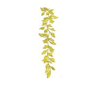 Embroidery Patch, Long Leaf Floral Embroidery Applique Patch 24x6.5cm Multicolor 2 Pcs Iron On(Gold)