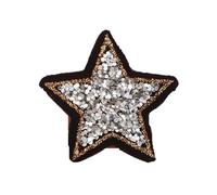 Embroidery Patches 10PC/lot 4cm Glitter Sequin Star Embroidered Patch Iron On Applique for Clothes Dress Plant Hat Jeans Sewing Flower DIY for DIY(Black Nickel)