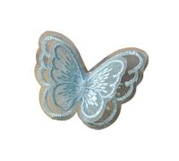 Embroidery Patches 10Pcs 4.5x4cm Double Layer Embroidered Butterfly Cloth Patches Colorful Mesh Appliques for DIY Sewing Craft Headwear Accessories(Blue)