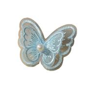 Embroidery Patches 10Pcs 4.5x4cm Double Layer Embroidered Butterfly Cloth Patches Colorful Mesh Appliques for DIY Sewing Craft Headwear Accessories(Blue with Bead)