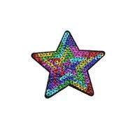 Embroidery Patches 10pcs Big Sequined Star Patches Embroidery Glitter Fabric Appliques DIY Patchwork Crafts Sewing Jeans Coats Badge Suits for DIY(Rainbow)