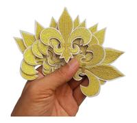 Embroidery Patches 10Pcs Gold Fleur Patch Iron On Embroidered Patches Appliques Embroidery Needlecraft Project 2.6"x3"(Gold)