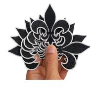 Embroidery Patches 10Pcs Gold Fleur Patch Iron On Embroidered Patches Appliques Embroidery Needlecraft Project 2.6"x3"(Black)