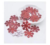 Embroidery Patches 120Pcs Glitter Silver Snowflake Cloth Appliques Sewing On Christmas Decor Accessories Clothing Bag Hat DIY Patches(Red)