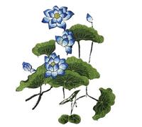 Embroidery Patches 1Pc Lotus Flower Patch Sew On Applique for Clothes DIY Bags Coat Jeans Accessories 36 * 31CM for DIY(Blue)