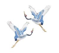 Embroidery Patches 1SET Patches for Clothing Embroidery Applique Sew on Red-Crowned Crane Birds Decor DIY Embroidered Stickers for Clothes for DIY(StyleB,Medium)