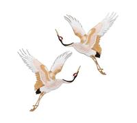 Embroidery Patches 1SET Patches for Clothing Embroidery Applique Sew on Red-Crowned Crane Birds Decor DIY Embroidered Stickers for Clothes for DIY(StyleC,Large)