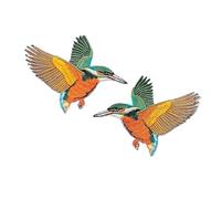 Embroidery Patches 2Pairs Birds Azure Blue Pink Gold Embroidered Appliques Iron-On Patches Pair for DIY(Color-2)