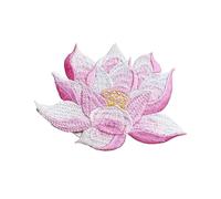 Embroidery Patches 2Pc Lotus Flower Patch Embroidered DIY Bag Appliques Sew On Patches for Clothes Dress Accessory 9.5 * 6.5CM for DIY(Pink)