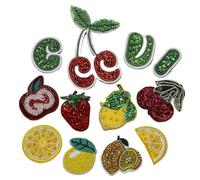 Embroidery Patches 2pcs Handmade Rhinestone Beaded Patches Sew On Crystal Pearl Patch for Clothing Beading Applique Cute(NO.7)