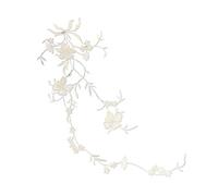 Embroidery Patches 51 * 17CM Floral Applique Patch Therm,Pansy Flower Fabric Embroidery Iron On Patches Clothes Stickers for Clothing,Dress for DIY(Silver)