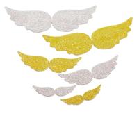 Embroidery Patches,Large Angel Wings for Iron-On Glitter for Clothes Hats, Iron, Pictures Flowers, Patch for DIY, Trendy Clothing Stick(Silver,17.5 * 4.5cm)