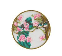Embroidery patchest 15-19CM Round Peacock Phoenix Flower Blossom Embroidery Patch Iron On Appliques Chinese for Clothing Large Sew On Patches for Jeans Jacket(Couple Birds Green15*15cm)