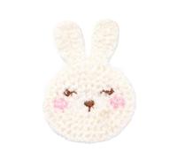 Embroidery patchest 4 * 3.5CM 30PCS Cute Bunny Handmade Crochet Appliques Flower Patches Small Embroidery Patch Iron On for Clothing(Beige)