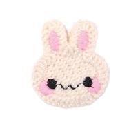 Embroidery patchest 4 * 3.5CM 30PCS Cute Bunny Handmade Crochet Appliques Flower Patches Small Embroidery Patch Iron On for Clothing(Rice Color)
