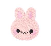 Embroidery patchest 4 * 3.5CM 30PCS Cute Bunny Handmade Crochet Appliques Flower Patches Small Embroidery Patch Iron On for Clothing(Light Pink)