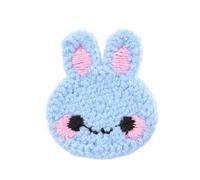 Embroidery patchest 4 * 3.5CM 30PCS Cute Bunny Handmade Crochet Appliques Flower Patches Small Embroidery Patch Iron On for Clothing(Light Blue)