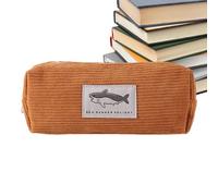 Embroidery Pencil Case, Pencil Case, School Stationery Box, Large Capacity Shark Stationery Pouch - Soft Animal Pencil, Versatile Pencil Pouch for Travel, Neck, Light Brown, Se référer au descriptif