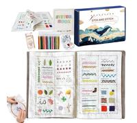 Embroidery Practice Book - Linen Manual, Portable Training Kit, Square Fabric Instruction Manual with Tools, Starterr Sewing Kit | Embroidery Learning Book for Beginners
