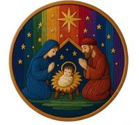 Embroidery Project Based on the Birth of Christ Includes Pre-Printed Fabric Assorted Threads and Straight Embroidery Needles (A)