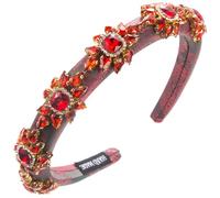 Embroidery Rhinestone Headband for Women Aesthetic Hairhoop Casual Wear Headband with Crystal Flower Elegant Hairband