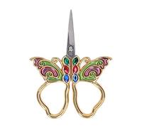 Embroidery Scissors, 3.27in Stainless Steel Craft Scissors Decorative Butterfly Shape with Rhinestones Design Crafting Scissors for Embroidery Craft Needle Work Red and Green