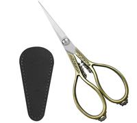 Embroidery Scissors, 4.4in Vintage Small Precision Detail Sewing Scissors Stainless Steel Pointed Tip Craft with Sheath for Cross Stitch Needlework Artwork Thread Cutting