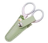 Embroidery Scissors Sheath - PU Leather 12x3cm Green, Protective Sleeve, Small Scissors Cover, Metal Reinforced Design For Safety And Storage | With Sewing Craft Home Travel Use Carry Convenience