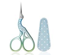 Embroidery Scissors, Small Craft Stainless Steel Stork Scissors for Sewing Cross Stitch Needlework Threading with PU Cover - Blue