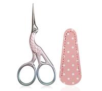 Embroidery Scissors, Small Craft Stainless Steel Stork Scissors for Sewing Cross Stitch Needlework Threading with PU Cover - Pink