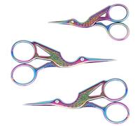 Embroidery Scissors, Small Stork Crane Design Sewing Stainless Steel Sharp Scissors, Suitable for Embroidery, Needlework, DIY Crafts and Daily Use, Set of 3, Colorful
