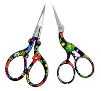 Embroidery Scissors Vintage 2 Pcs Stainless Steel Stork Scissors Small Sewing Scissors Sharp 3.6 Inches Crochet Scissors for artwork, Threading, Needlework, Black Flower Style
