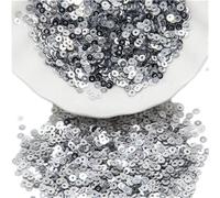Embroidery Sequins 1pack Clothes Jewelry Sequins, 3mm 4mm 5mm 6mm Flat Round Loose Sequin, Blue Red Black Iridescent Spangles Beads(Silver,4mm)