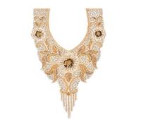 Embroidery Sequins Beads Applique Sewing On Beaded Collar Patches Wedding Dress Applique for Evening Gown Bridal Dress Sew Or Iron On