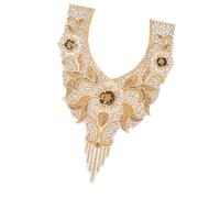 Embroidery Sequins Beads Applique Sewing On Beaded Collar Patches Wedding Dress for Evening Gown Bridal Dress Gold